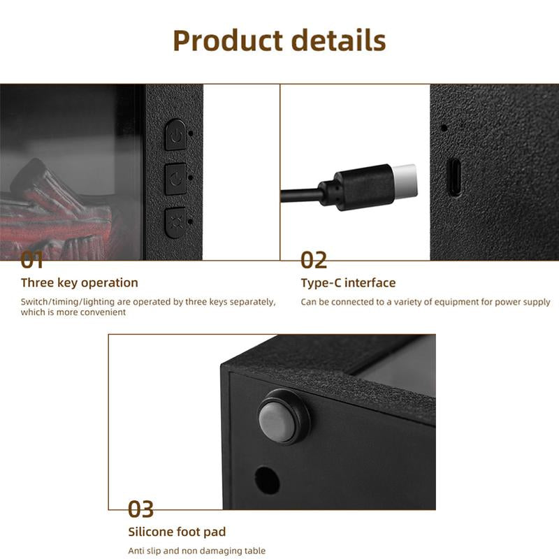 7 Colors Mini Flame Aromatherapy Machine - Essential Oil Diffuser, Air Humidifier, Aroma Diffuser, Air Purifier with Fireplace Design for Home Use, Bedroom, Office Fireplace Humidifier Christmas Gift Waterless Auto-Off Air Humidifier Fire Diffuser