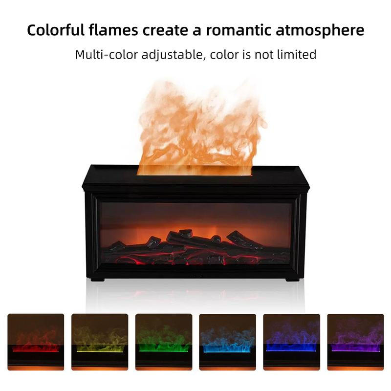 7 Colors Mini Flame Aromatherapy Machine - Essential Oil Diffuser, Air Humidifier, Aroma Diffuser, Air Purifier with Fireplace Design for Home Use, Bedroom, Office Fireplace Humidifier Christmas Gift Waterless Auto-Off Air Humidifier Fire Diffuser
