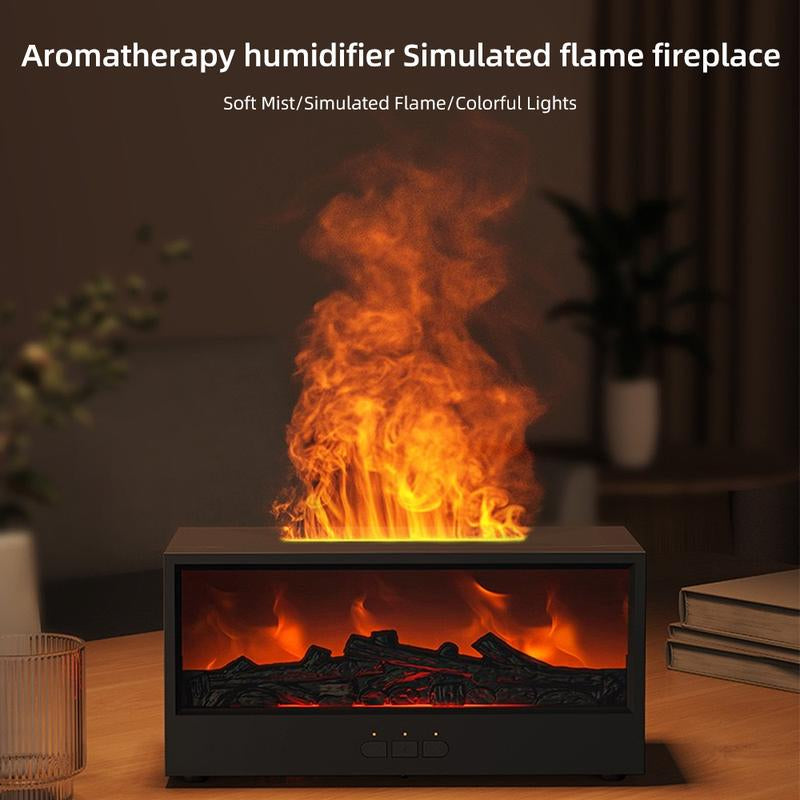 7 Colors Mini Flame Aromatherapy Machine - Essential Oil Diffuser, Air Humidifier, Aroma Diffuser, Air Purifier with Fireplace Design for Home Use, Bedroom, Office Fireplace Humidifier Christmas Gift Waterless Auto-Off Air Humidifier Fire Diffuser