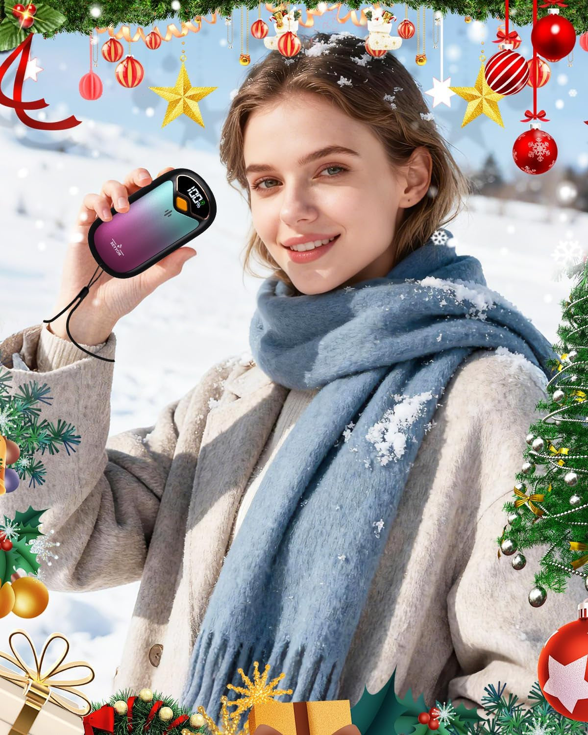 Hand Warmers Rechargeable - Electric Hand Warmer Rechargeable 2 Pack, LED Digital Display, 4 Heat Levels Reusable, USB, Magnetic Portable Handwarmers for Golf/Camping/Hunting, Gift for Women, Men