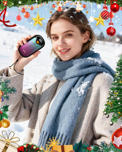 Hand Warmers Rechargeable - Electric Hand Warmer Rechargeable 2 Pack, LED Digital Display, 4 Heat Levels Reusable, USB, Magnetic Portable Handwarmers for Golf/Camping/Hunting, Gift for Women, Men