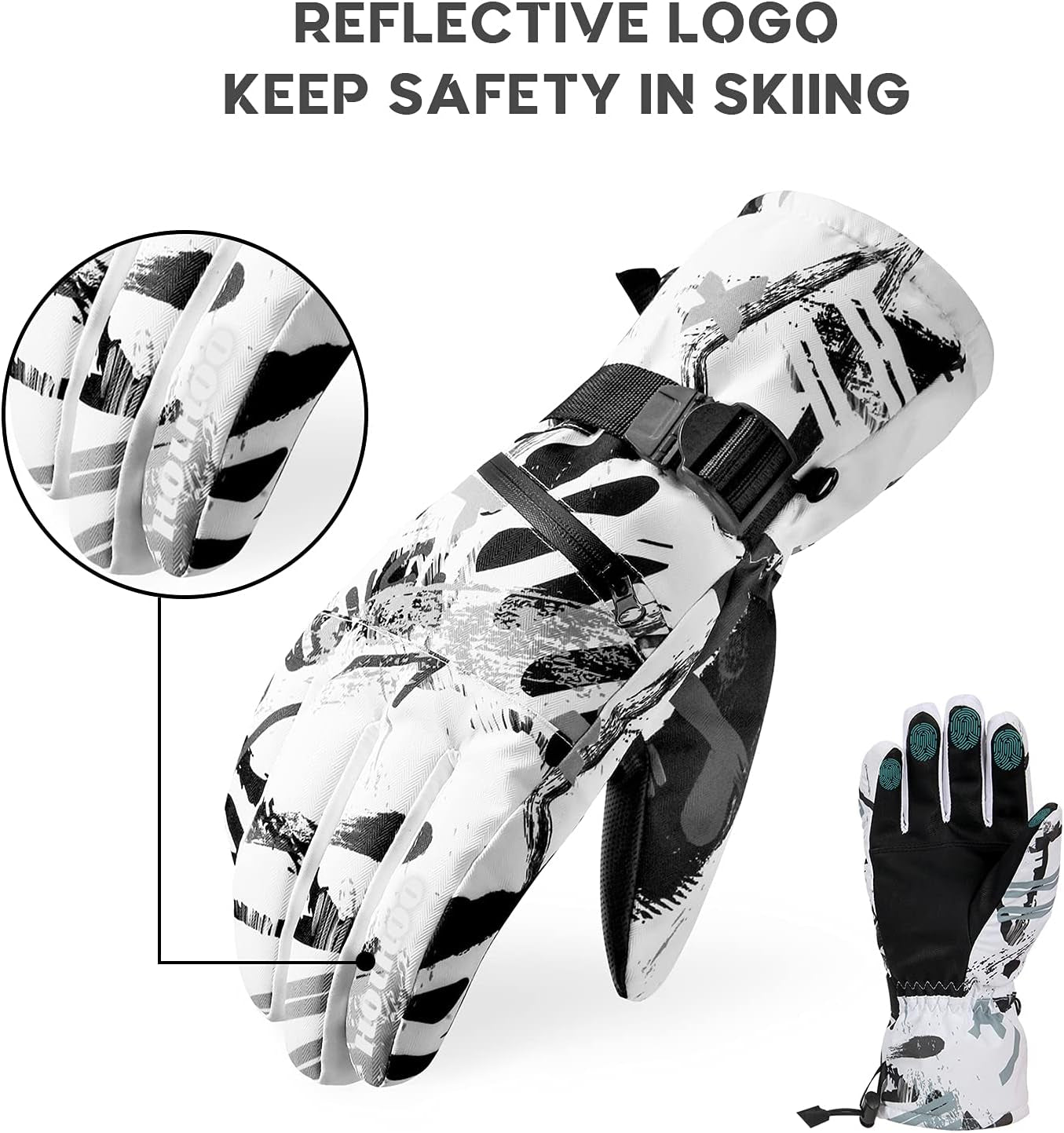 Ski Gloves - Waterproof Winter Snowboarding Gloves for Men & Women, Touchscreen Compatible, Warm below -30F
