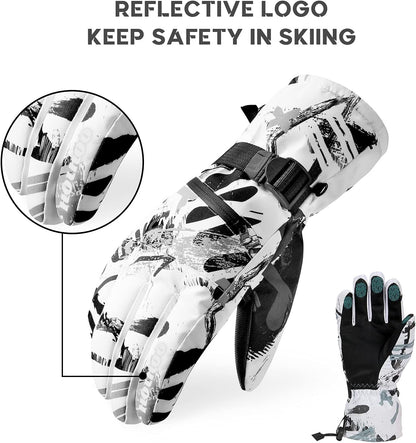 Ski Gloves - Waterproof Winter Snowboarding Gloves for Men & Women, Touchscreen Compatible, Warm below -30F