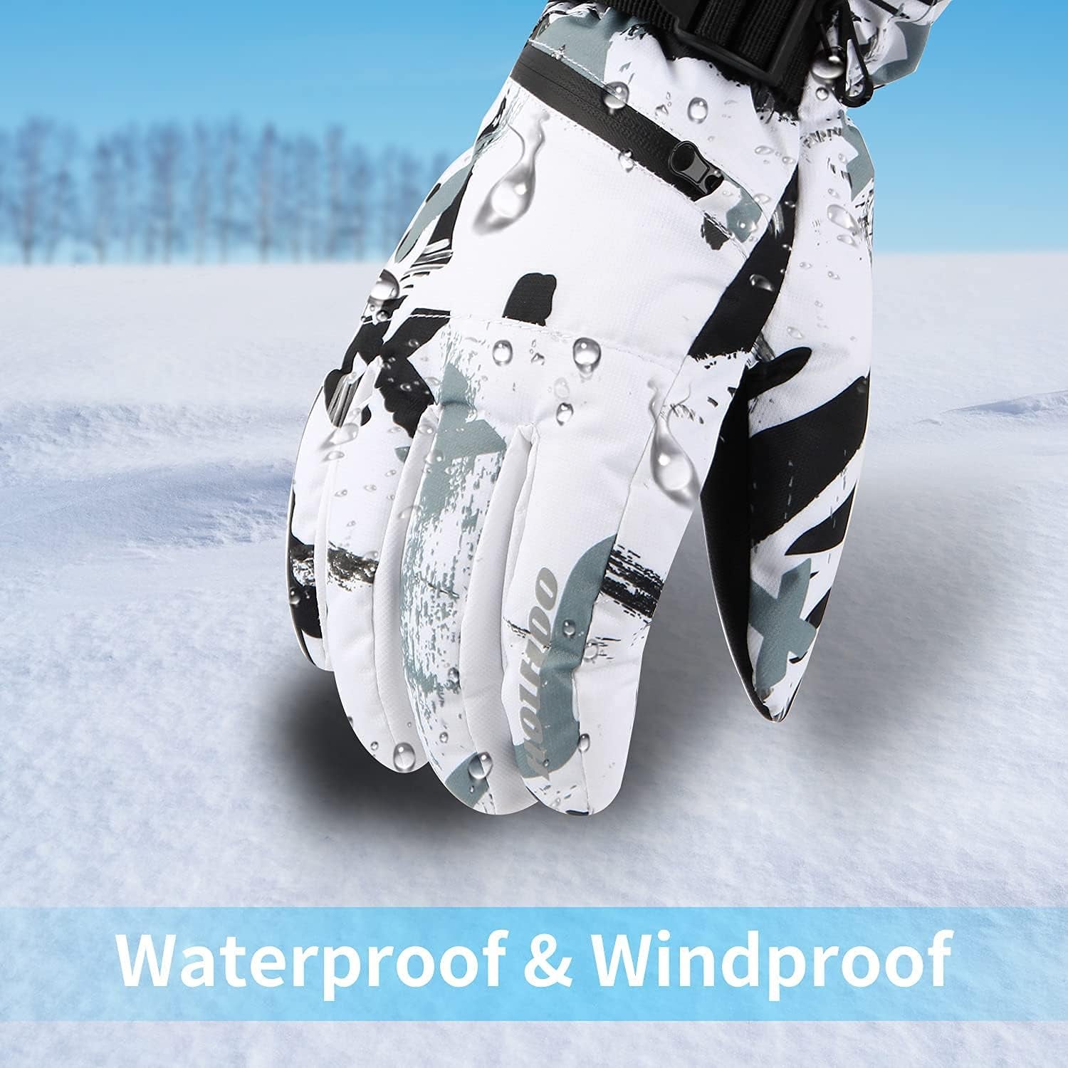 Ski Gloves - Waterproof Winter Snowboarding Gloves for Men & Women, Touchscreen Compatible, Warm below -30F