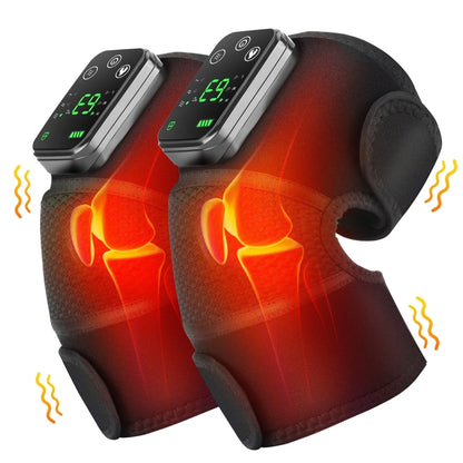 Heating Knee Massager, 2PCS Knee Shoulder Elbow 3-In-1 Heating Vibration Massager, Portable Wireless Hot Compress Massager, Relieve Pressure, Suitable for Office, Study, Home Ideal Gift