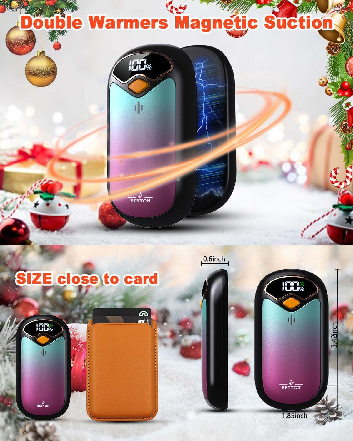 Hand Warmers Rechargeable - Electric Hand Warmer Rechargeable 2 Pack, LED Digital Display, 4 Heat Levels Reusable, USB, Magnetic Portable Handwarmers for Golf/Camping/Hunting, Gift for Women, Men