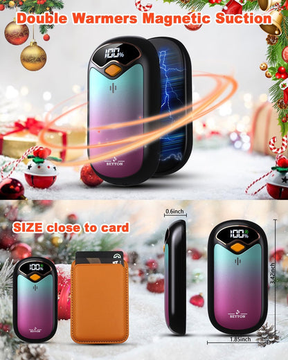 Hand Warmers Rechargeable - Electric Hand Warmer Rechargeable 2 Pack, LED Digital Display, 4 Heat Levels Reusable, USB, Magnetic Portable Handwarmers for Golf/Camping/Hunting, Gift for Women, Men