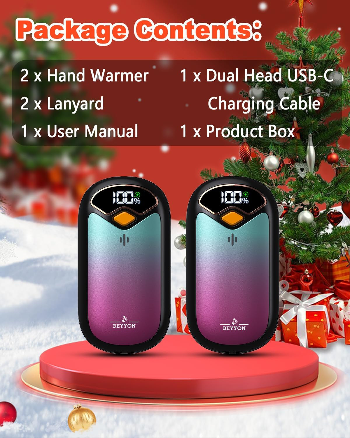 Hand Warmers Rechargeable - Electric Hand Warmer Rechargeable 2 Pack, LED Digital Display, 4 Heat Levels Reusable, USB, Magnetic Portable Handwarmers for Golf/Camping/Hunting, Gift for Women, Men