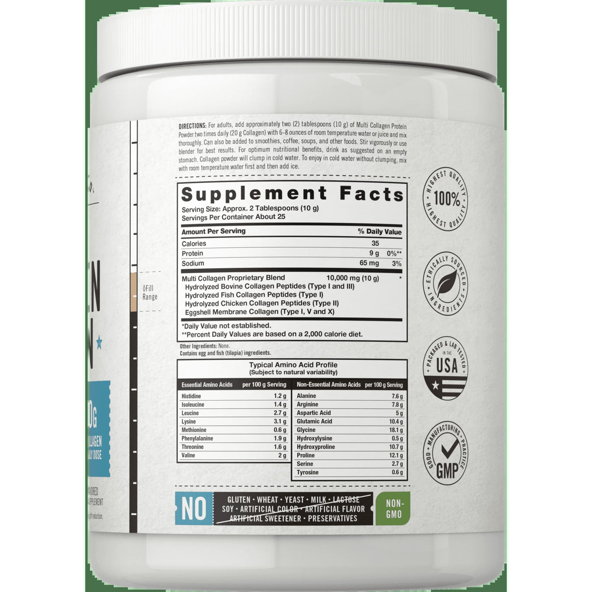 Multi Collagen Protein Powder | 9Oz | Unflavored | Types I, II, III, V, X | by Herbage Farmstead
