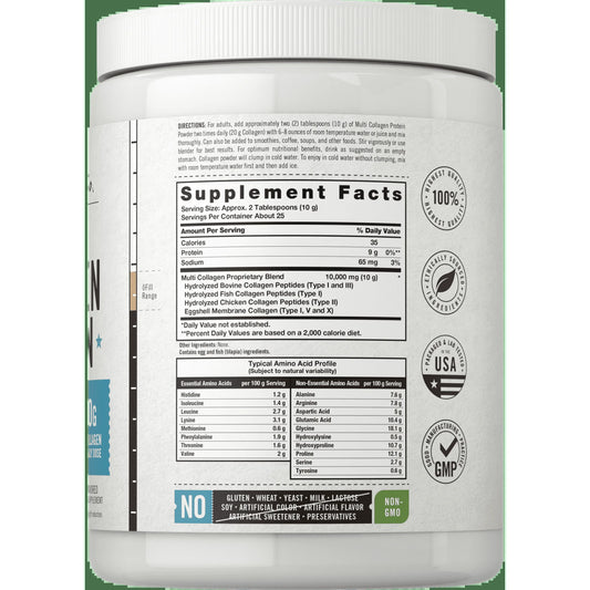 Multi Collagen Protein Powder | 9Oz | Unflavored | Types I, II, III, V, X | by Herbage Farmstead