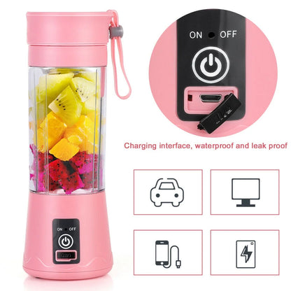Portable Blender USB Rechargeable Personal Juicer Cup Small Fruit Juice Mixer for Shakes and Smoothies