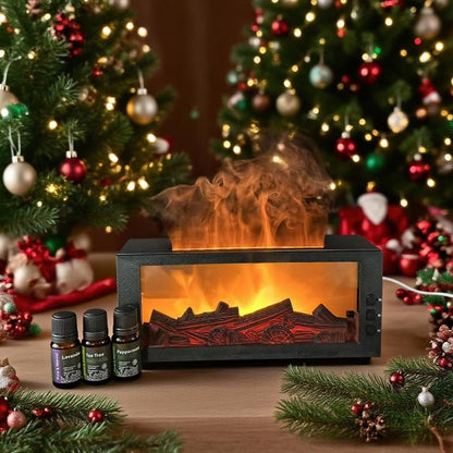 7 Colors Mini Flame Aromatherapy Machine - Essential Oil Diffuser, Air Humidifier, Aroma Diffuser, Air Purifier with Fireplace Design for Home Use, Bedroom, Office Fireplace Humidifier Christmas Gift Waterless Auto-Off Air Humidifier Fire Diffuser