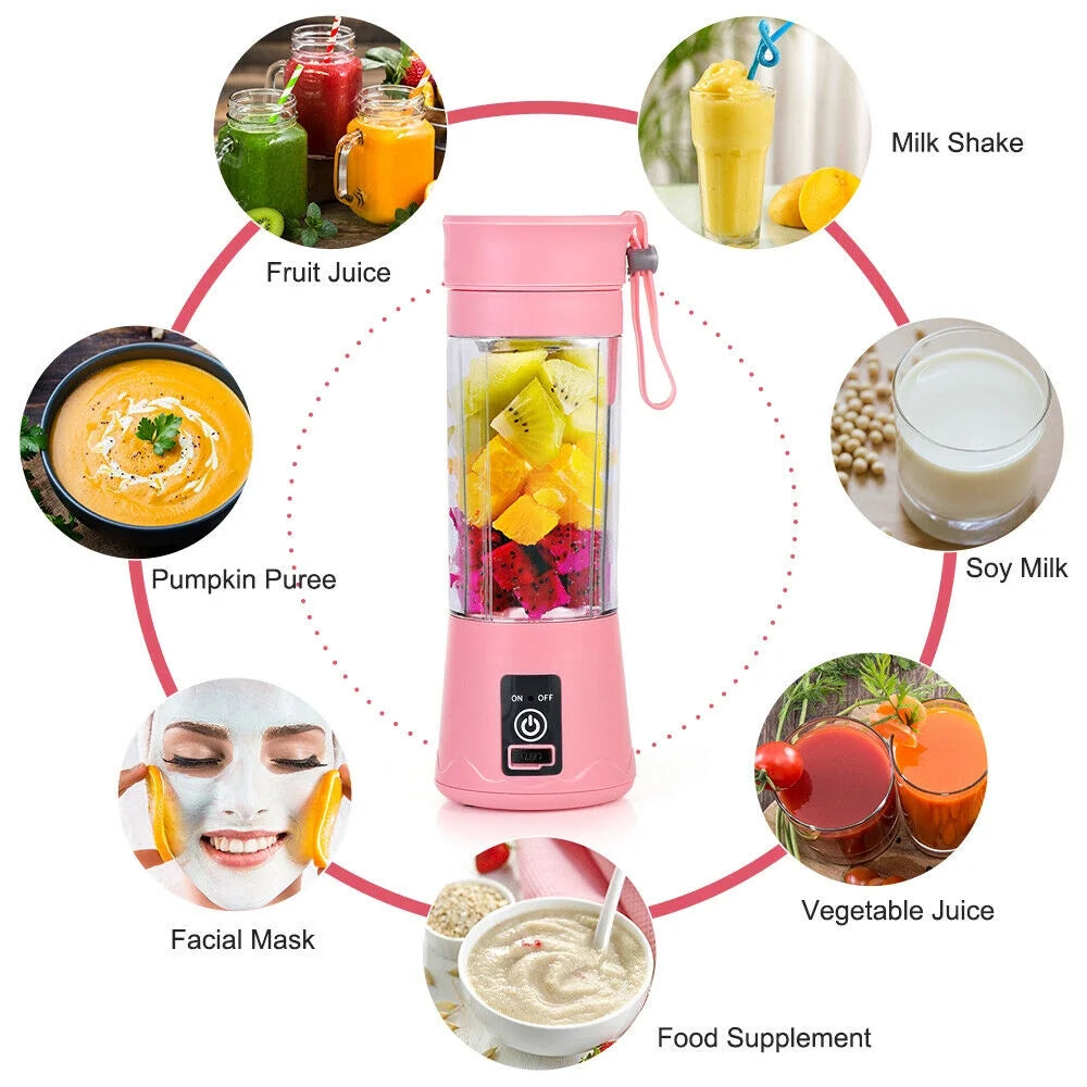 Portable Blender USB Rechargeable Personal Juicer Cup Small Fruit Juice Mixer for Shakes and Smoothies