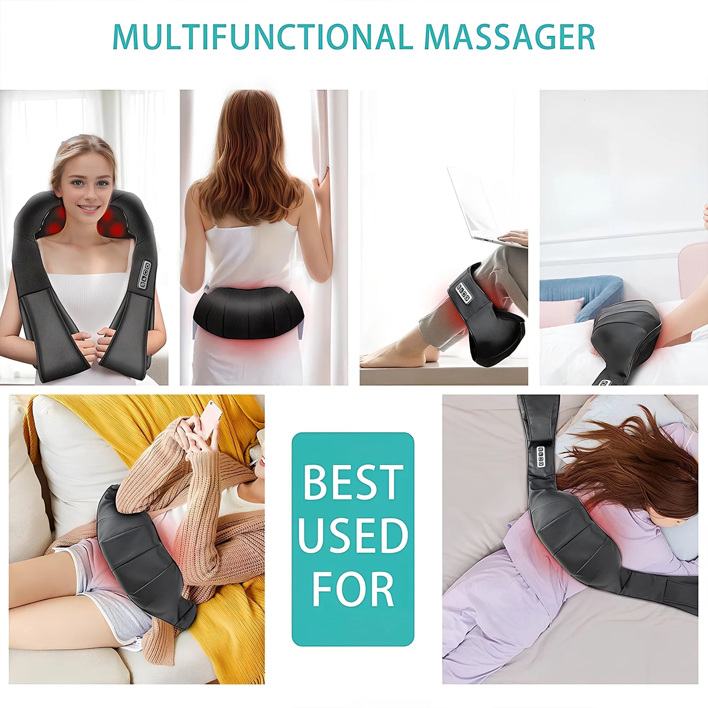 Shiatsu Shoulder Back and Neck Massager with Heat, Electric Deep Tissue Kneading Massage Pillow, Black