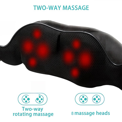 Shiatsu Shoulder Back and Neck Massager with Heat, Electric Deep Tissue Kneading Massage Pillow, Black